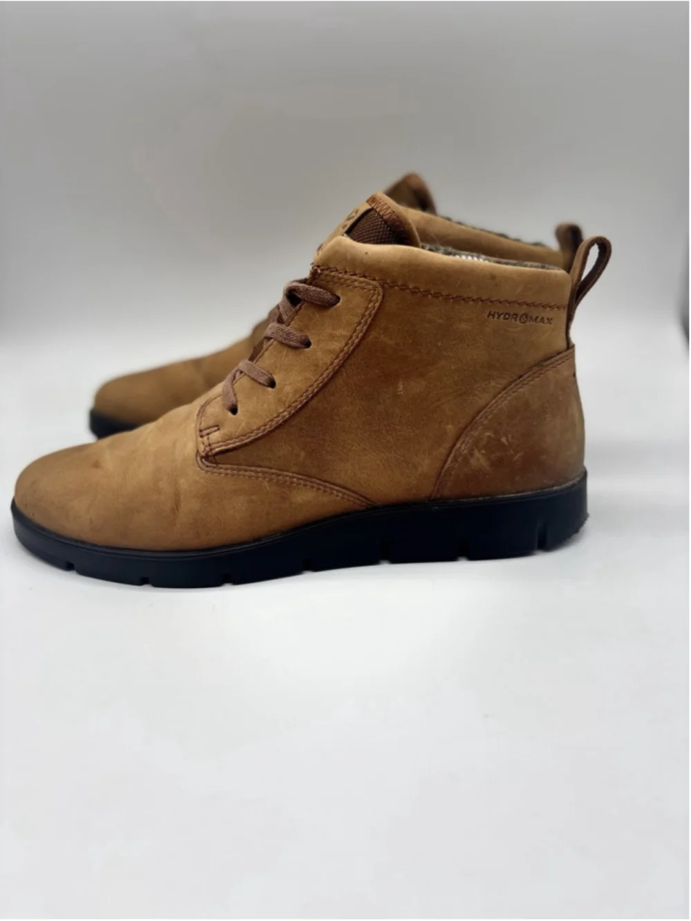 ECCO Hydromax Womens Ankle Boots Tan Nubuck Leather Lined US 8-8.5 EU 39